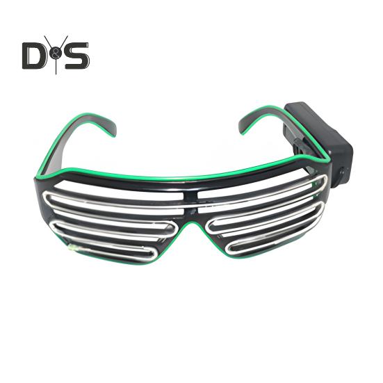 Óculos de sol de LED com fio de El, óculos de sol de neon para festa de rave, óculos de sol com obturador piscante, fantasias brilhantes de DJ para festivais de música dos anos 80