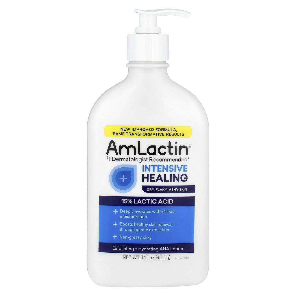Intensive Healing, Exfoliating & Hydrating Aha Lotion, Dry & Flaky Skin, Fragrance Free, 400G(14.1Oz)