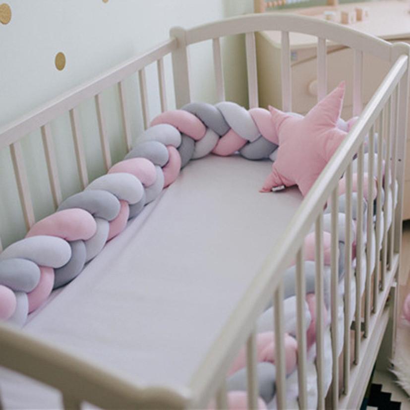 1M/2M/3M/4M Baby Crib Protector Bed Braid Knot Cushion for Infant Kids 3 Shares Toddler Baby Bed Bumpers In The Crib Newborn
