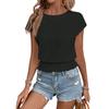 Ladies' Fashionable Round-neck Solid-color Short-sleeved Shirt With Cutout For Summer