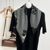 Simple Fashion Elegant Camellia Printed Houndstooth Women Neck Scarf