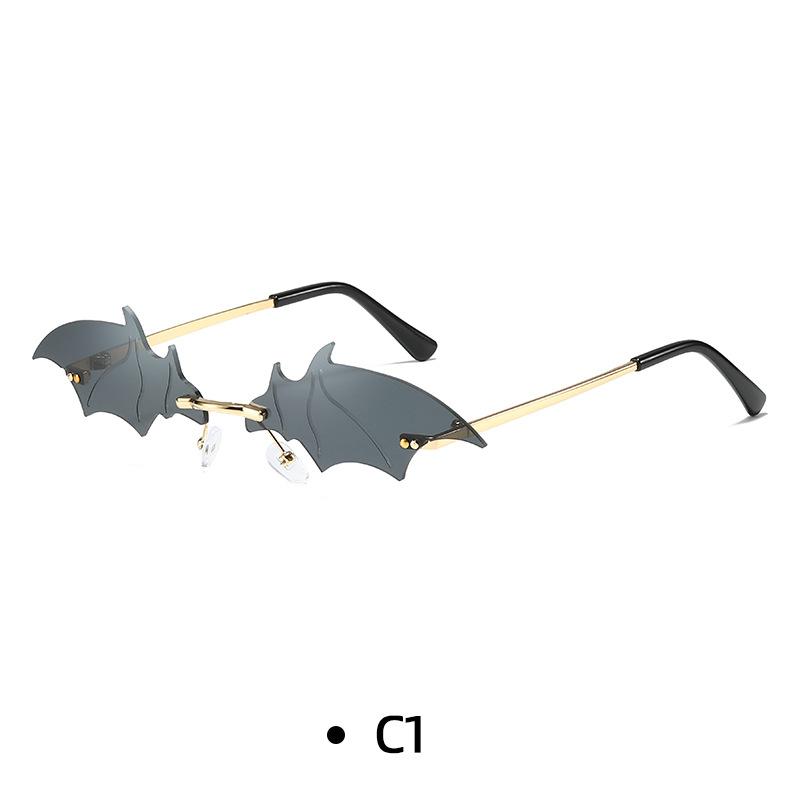 Small Cat Eye Sunglasses Women Luxury Brand New Rimless Punk Sun Glasses Bat Shape Unique Eyeglasses Men UV400