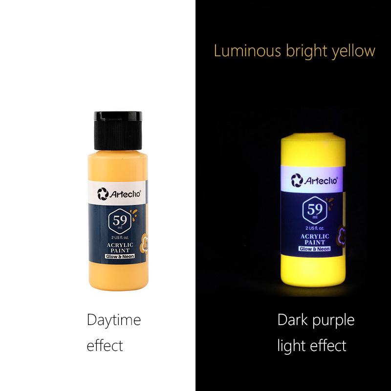 59ML Glow In Dark Acrylic Paint for Hand-Painted Wall Creative Diy Glass Clothes Shoes Luminous Fluorescent Epoxy Resin Pigment