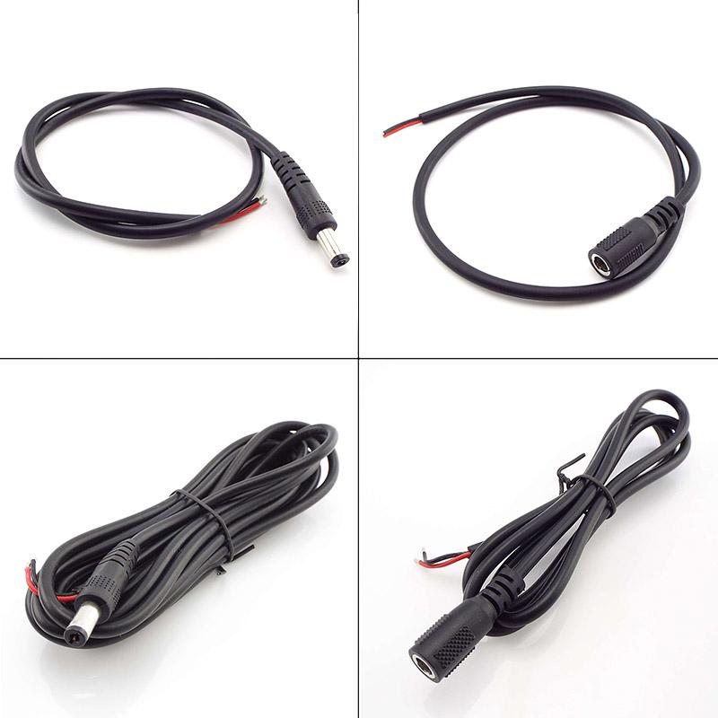 

20AWG DC Power Pigtail кабельний роз’єм «мама» роз’єм «зроби сам» дротяний штекерний адаптер для камери відеоспостереження монітор сонячна панель 5,5x2,1 мм 0.5M Male