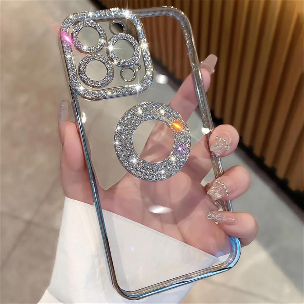 Luxury Diamond Glitter Woman Case For iPhone 15 14 12 11 13 Pro Max Plus Clear Cute Back Cover For 14 15 Plus Phone Accessories