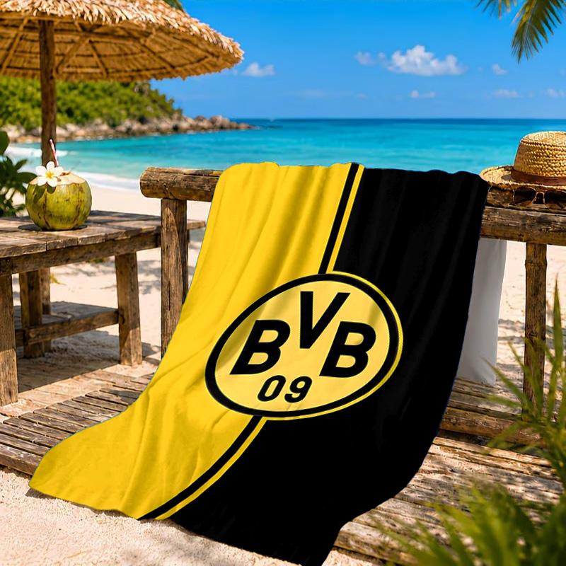 Plážová osuška z mikrovlákna s potiskem designu fotbalového míče BVB, měkká a savá, rychleschnoucí, ideální pro letní cestování, nezbytnost na pláž, k bazénu