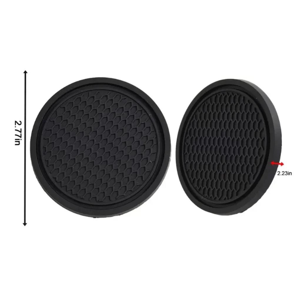 4pcs/set 7cm*5cm New Car Cup Holder Anti-Slip Silicone Insert Coaster Mat Universal Car Accessories Black Fit For Most Cars