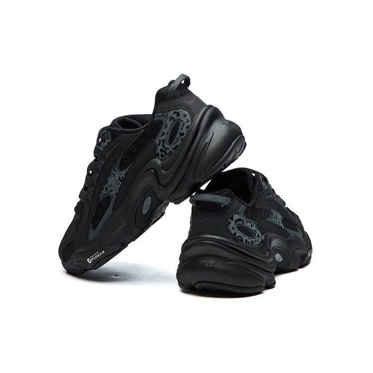 Fila Pantera Fabric Synthetic Leather Round Toe Lace-Up Low-Top Casual Shoes Women Sneaker Black F12W121105FBK