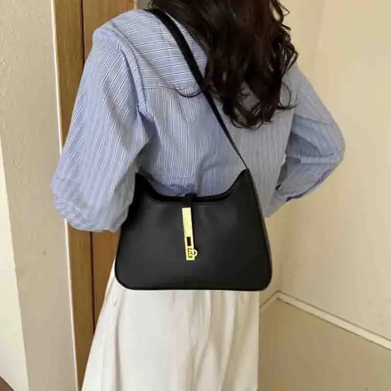 Luxury PU Leather Shoulder Bag for Women Casual Solid Color Design Handbags Brand Purse 2025 Fashion Shopper Clutch Women's Bags