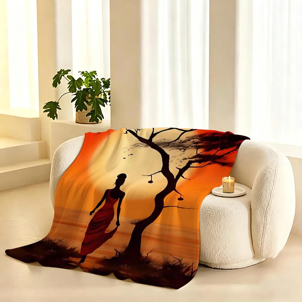 Abstract Painting African Living Throw 240g Flannel Blanket, Suitable for Sofas, Beds, Offices,  Exquisite Gift Blankets