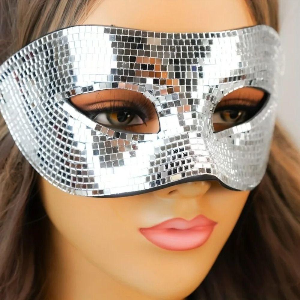 Masquerade Ball Glitter Mirror Face Mask Male Adult Home DJ Decor Fancy Night Club Mask  Show