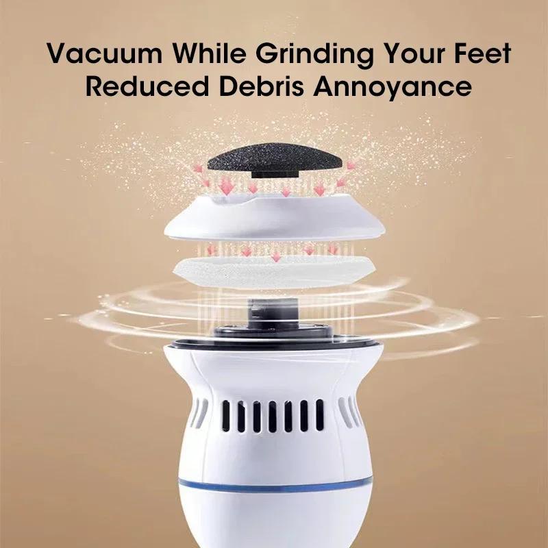 Electric Foot Grinder with Automatic Vacuum USB Rechargeable Two-speed Adjustment and 4 Grinding Heads Callus Dead Skin Removal