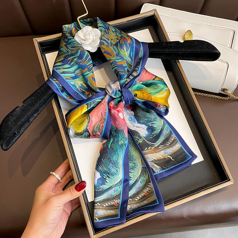 Design Luxury Brand 100% Real Silk Scarf Women Ladies Neck Tie Wrap Shawl Bandana Fashion Kerchief Foulard Female Spring Scarves