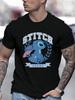 Disney Stitch Graphic T-shirt - Black Casual Short Sleeve Tee with White Round Neck