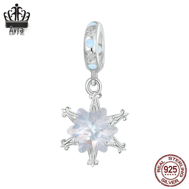 Avle Original Snowflake DIY Pendant: S925 Sterling Silver-Plated Beads Jewelry for Women