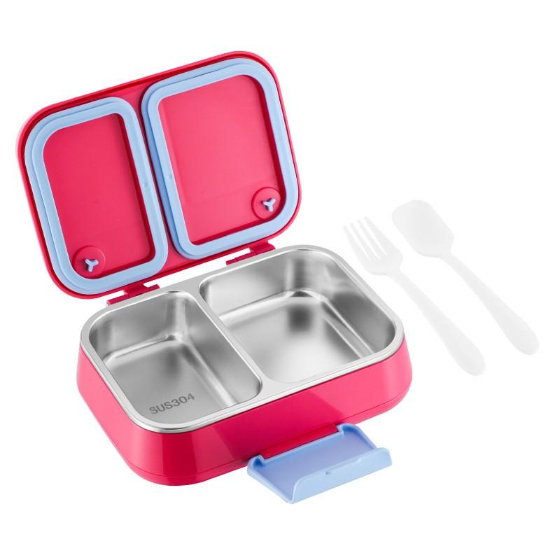 Lunch Box Termica in Acciaio Inossidabile per Bambini, 2 Scomparti, Ermetica, Contenitore Bento, per Scuola, Ufficio, Picnic