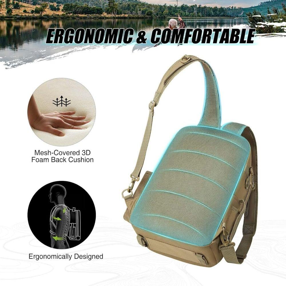 Lightweight Sling Bag with Rod Holder Shoulder Storage Bag New Fishing Gear Bag  Outdoor Fishing