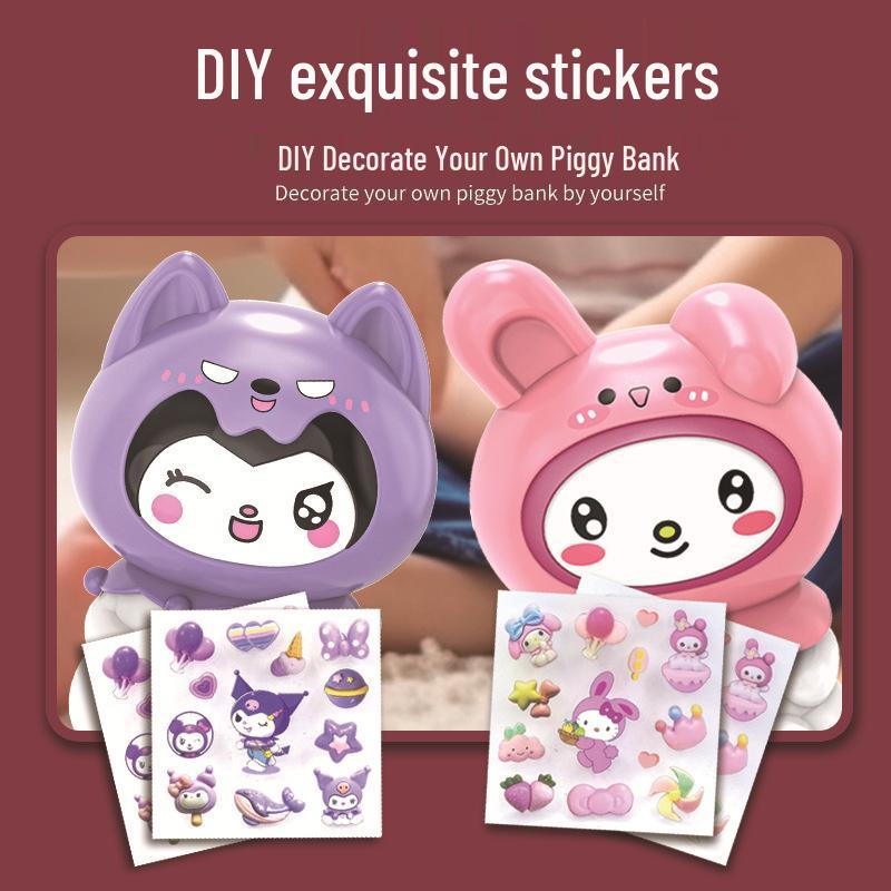 2026 Stylish DIY Piggy Bank with Stickers – Large Capacity Safe Box Toy for Kids
