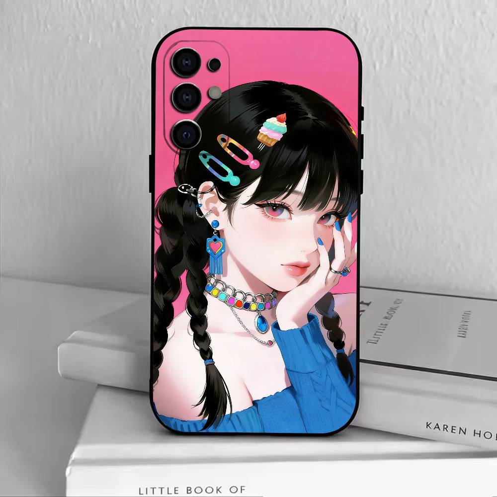 Cute Girl  Phone Case For Samsung S25,S24,S21,S22,S23,S30,Ultra,S20,Plus,Fe,Soft Silicone Black Cover
