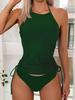 2024 Yellow/Black Beach Backless Retro Bikini Swimsuit for Women