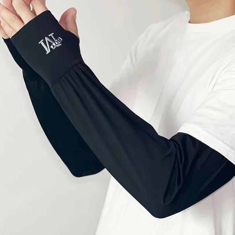 Maniche a braccio fresche in seta di ghiaccio da uomo, protezione UV, crema solare, traspiranti, elastiche, copribraccia per guidare, andare in bicicletta