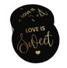 Inkdotpot 100 - Confezione da 100 etichette in carta stagnola color oro vero Love Is Sweet bomboniera da appendere