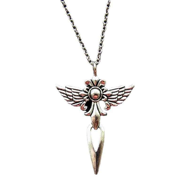 Vintage Cross Pendant Necklace - Antique Silver Plated Angel Wing Pendant - Hot Selling Accessories