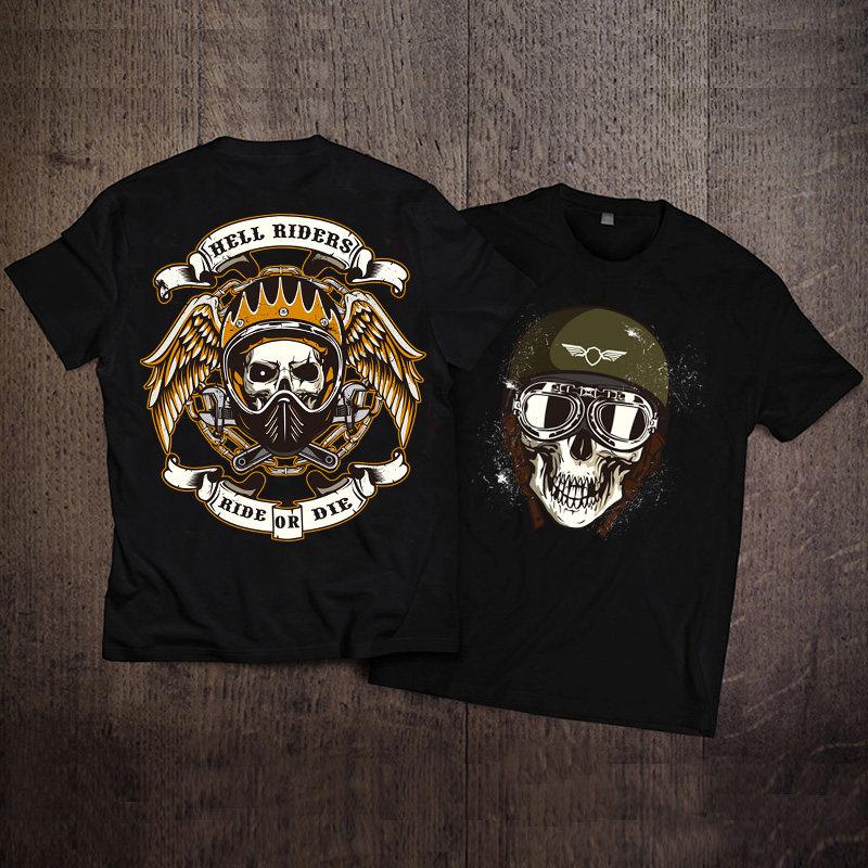 2026 American Street Fashion Brand Skull Motorcycle Cotton Short Sleeve Tshirt Male Couple Loose Europe And America Hip Hop
