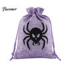 Small Fabric Storage Pouches Halloween Burlap Treat Bags, Pumpkin Ghost Bat Spider Witch Print Drawstring Rustic Bags Favors Candy for Cookies Snacks