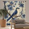 2PCS Digital Printed Curtains with Blue Flower Bird Design, Stylish Window Drapes for Living Room Bedroom Home Decoration