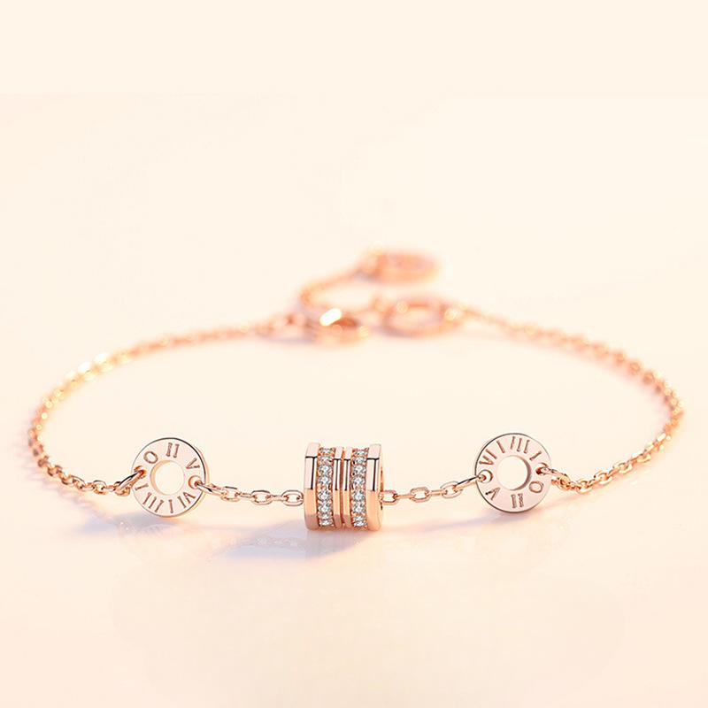 S925 Sterling Silver Small Waist Bracelet for Women In Korean Version, Simple and Classic Jewelry Plated with 18k Rose Gold Bracelet