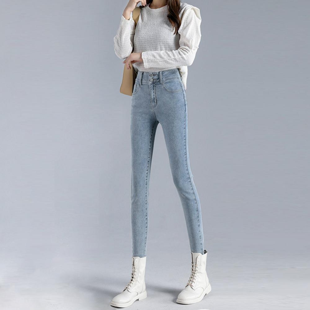 Small-footed Jeans Women's High-waisted 2025 New Autumn and Winter Clothing Elastic, Slim and Thin, Tight Pencil Pants