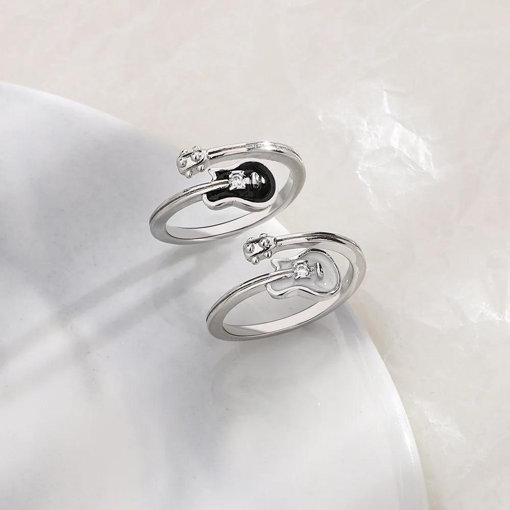 Music Note Guitar Ring Niche Design Adjustable Index Rings for Women Statement Finger Wedding Valentine's Jewelry