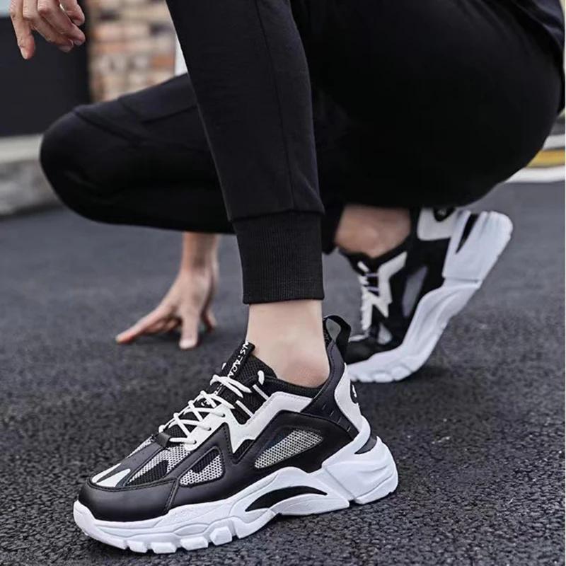 Men's Sports Shoes Spring New Mesh Breathable Casual Sports Shoes Fashionable Thick Soled Lightweight Running Shoes