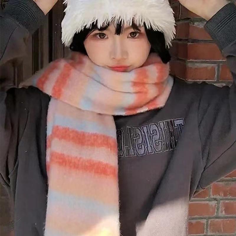 Scarf women's winter advanced sense thickened warm imitation cashmere plaid scarf Korean version versatile scarf tide