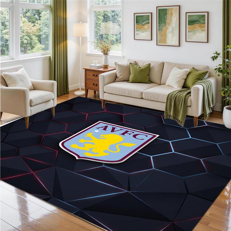 Aston Villa Football Design Crystal Velvet Rug Soft Decorative Mat for Bedroom Entrance