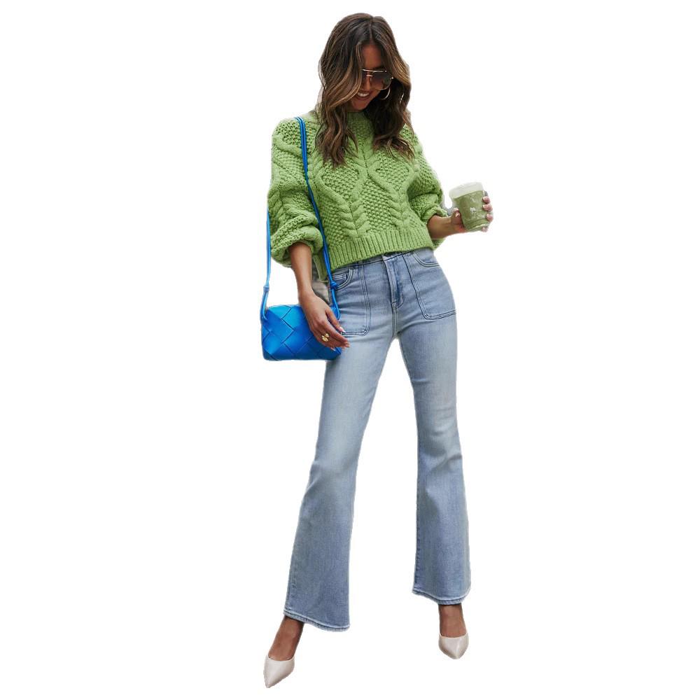 25-Year Women's European & American Style Slimming Elastic Wide-Leg Jeans