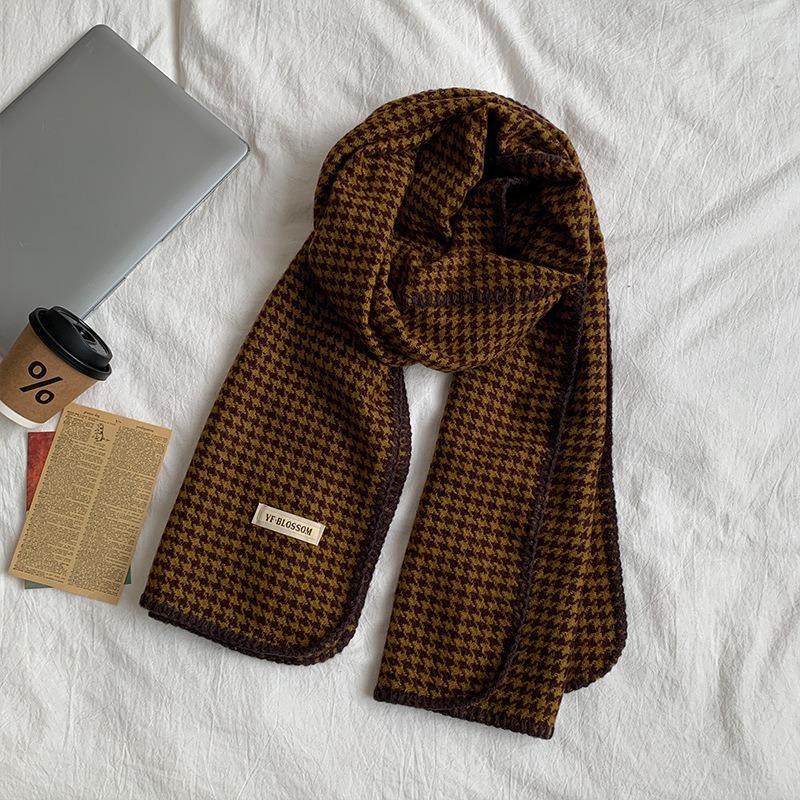British Classic Warm Houndstooth Scarf for Women in Winter  High End Double-sided Warm Scarf for Winter Wear  Large Shawl