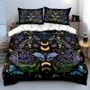 Mystic Snakes and Moon Motif Bedding Duvet Cover Set  (1*Duvet Cover 2*Pillowcases, Without Duvet Insert)