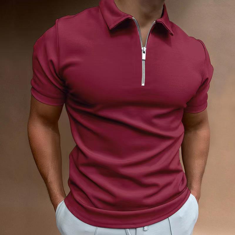 2023 Herren Slim-Fit Poloshirt: Einfarbig, Kurzarm, Umlegekragen, Europäischer & Amerikanischer Stil, Größen bis 5XL.