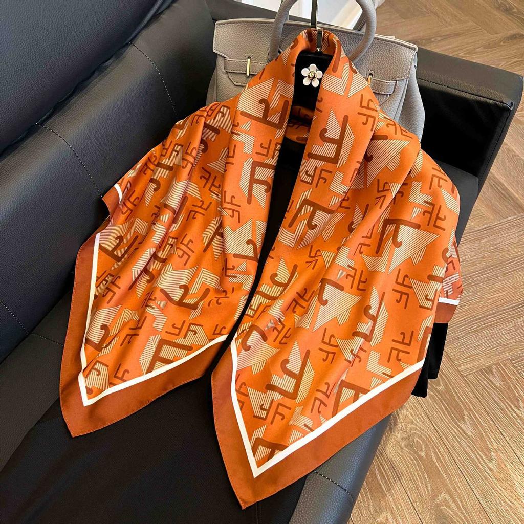 91Cm square scarf silk scarf women's new literary and fashion scarf accessories autumn and winter retro versatile shawl