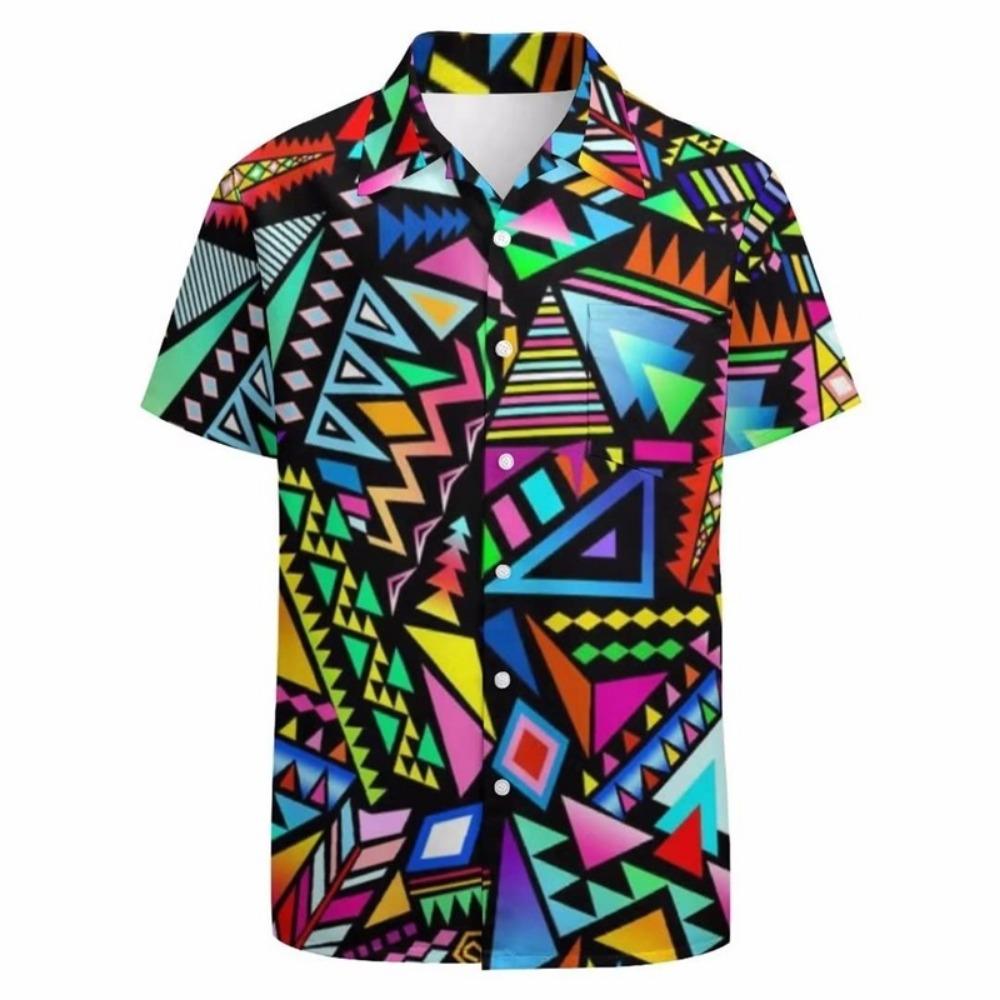 

Full Print Neon Painting Abstract Graphic Festival Shirts for Men Short Sleeve Button Down Casual Beach Party Shirt Clothes XL