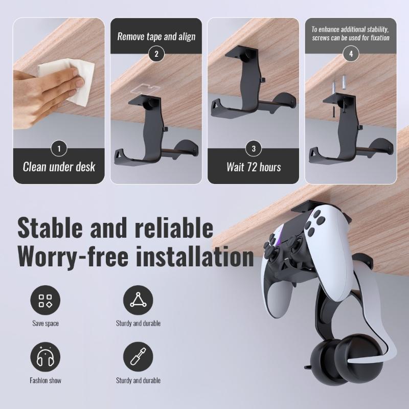 Headsets Rack Space Saving Wall and Under Desk Mount Holdet for Gaming Headsets Storage Solution Wall Stand