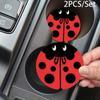 2Pcs/Set Red Beetle-Style Car Cup Holder Inserts - Non-Slip Absorbent Coasters For Universal Vehicle Use