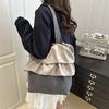 2025 Korean Version of the New Skirt Wrinkled Large-capacity Tote Bag Lazy Style Casual Simple Canvas Bag Bag