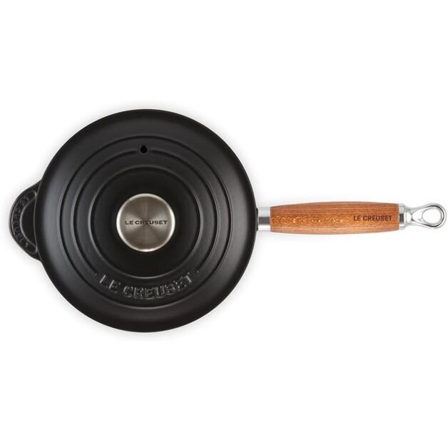 Кастрюля Le Creuset профессиональная с деревянной ручкой 18 см черная глянцевая (21139181402460)