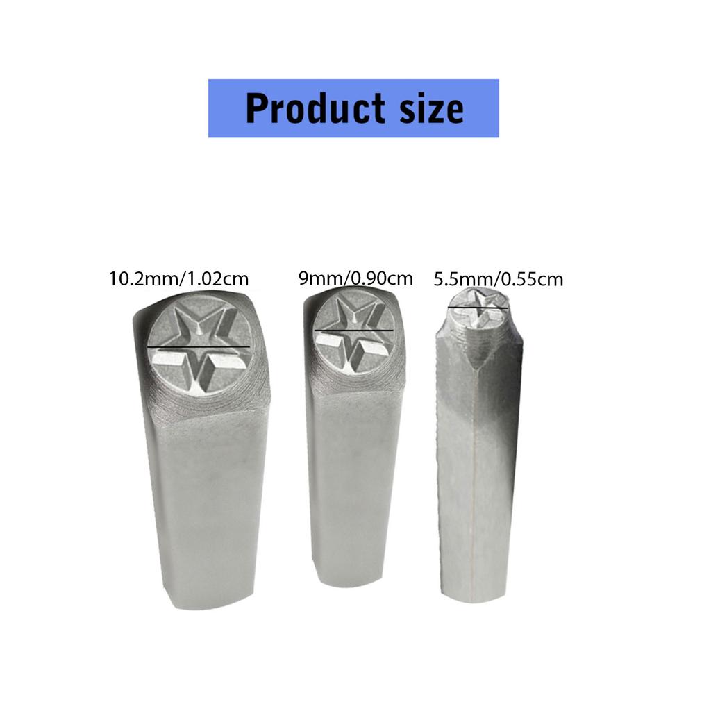 Set of 3 Creative Star Stamping Tool Carbon Steel Punch Tools Metal and Leather Marking Accessories Jewelry Supplies