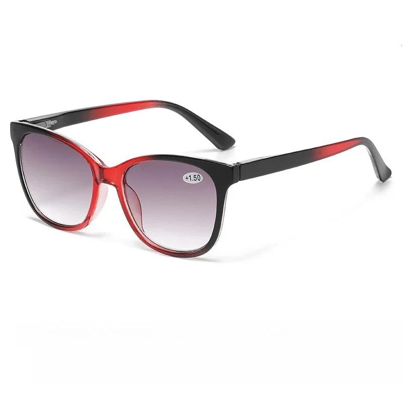 Neutral Fashion Cat Eye Reading Glasses Gradient Color Presbyopia Glasses for Women Retro Large Frame Anti Blue Light Eyewear