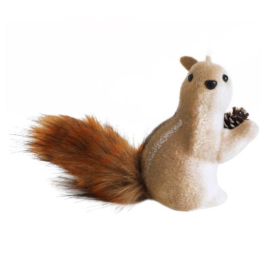 Foam Squirrel Ornament 3D Artificial Squirrel Figurine with Pine Cones Berries Cute
