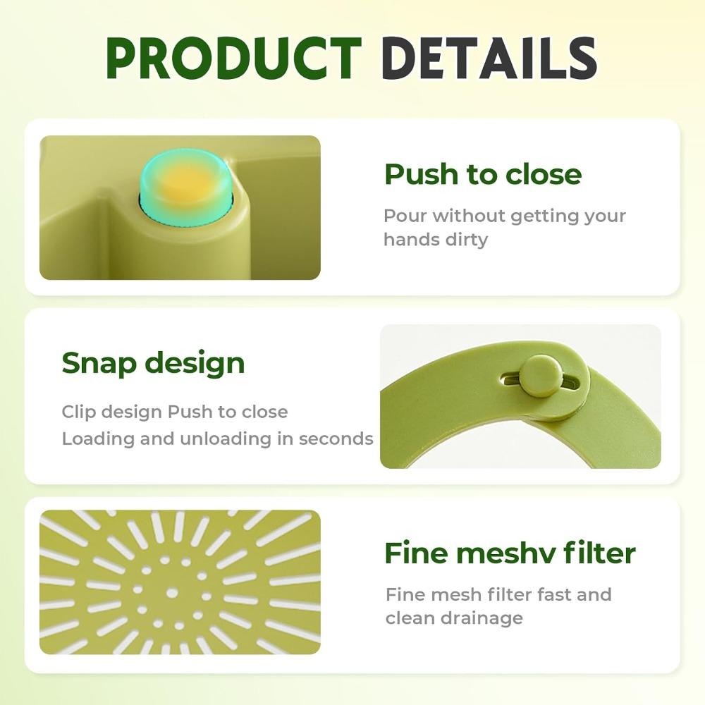Sink Strainer Basket, Hanging Kitchen Sink Strainer Basket with Press Dumping Self-Cleaning Design, Corner Sink Trash Catcher for Food Waste